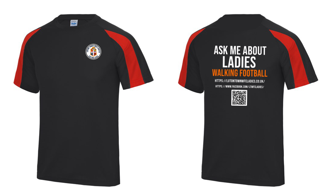 Short Sleeve T-Shirt - Luton Town Walking Football Club Ladies Front & Back Print