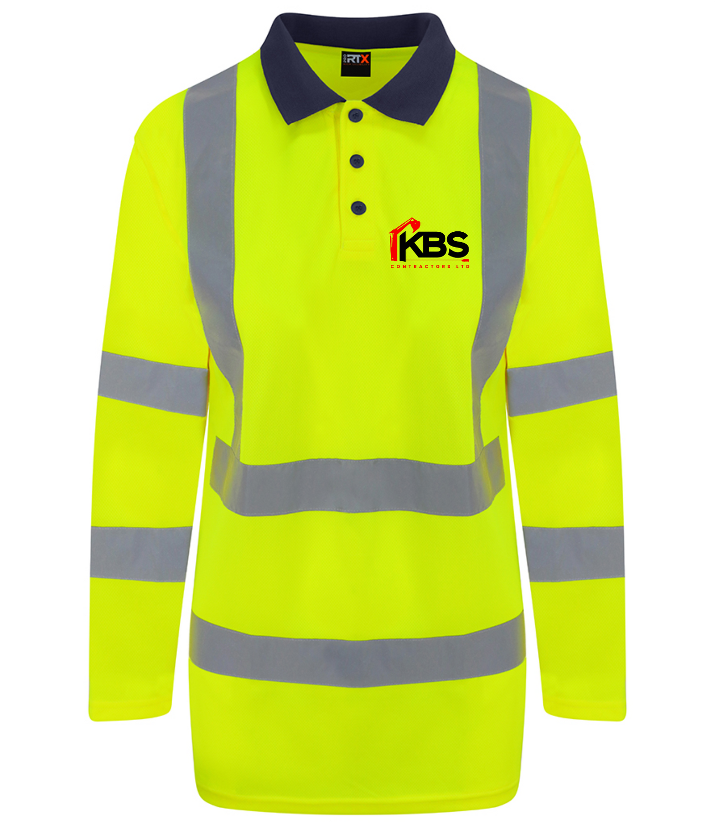 KBS Yellow High Visibility Long Sleeve Polo Shirt