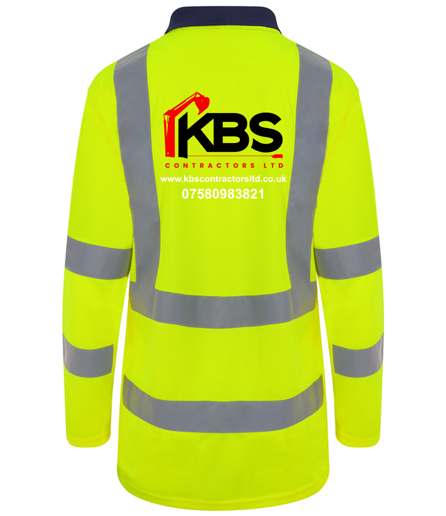 KBS Yellow High Visibility Long Sleeve Polo Shirt