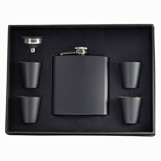 Black Hip Flask Gift Set