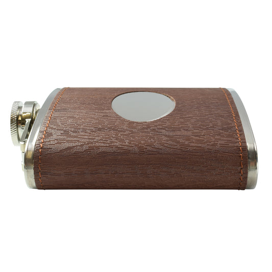 Dark Wood with Oval Plate Hip Flask
