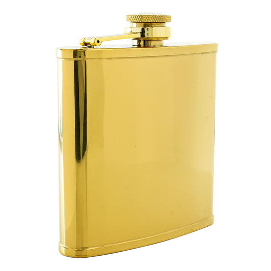 6oz Gold Lipped Steel Hip Flask