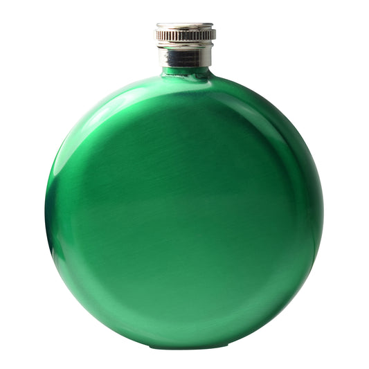 5oz Round Metallic Green Hip Flask
