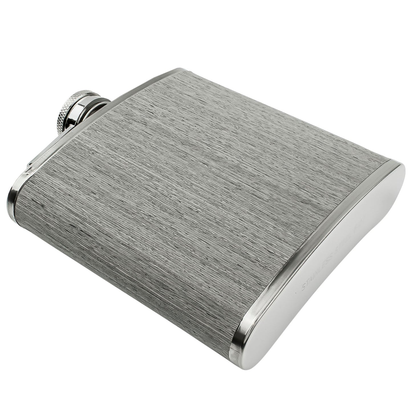 6oz Grey Wood Effect Hip Flask