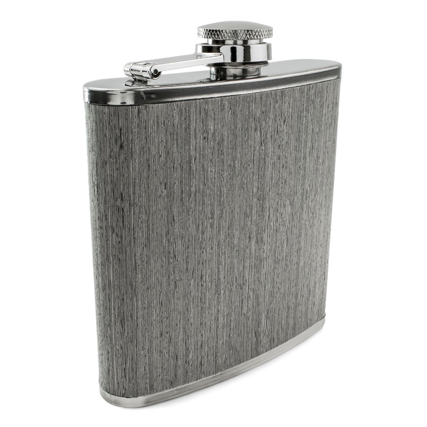 6oz Grey Wood Effect Hip Flask