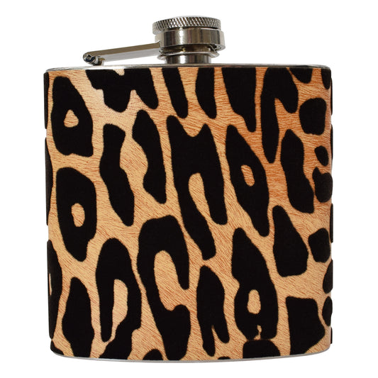 6oz Leopard Print Vinyl Hip Flask