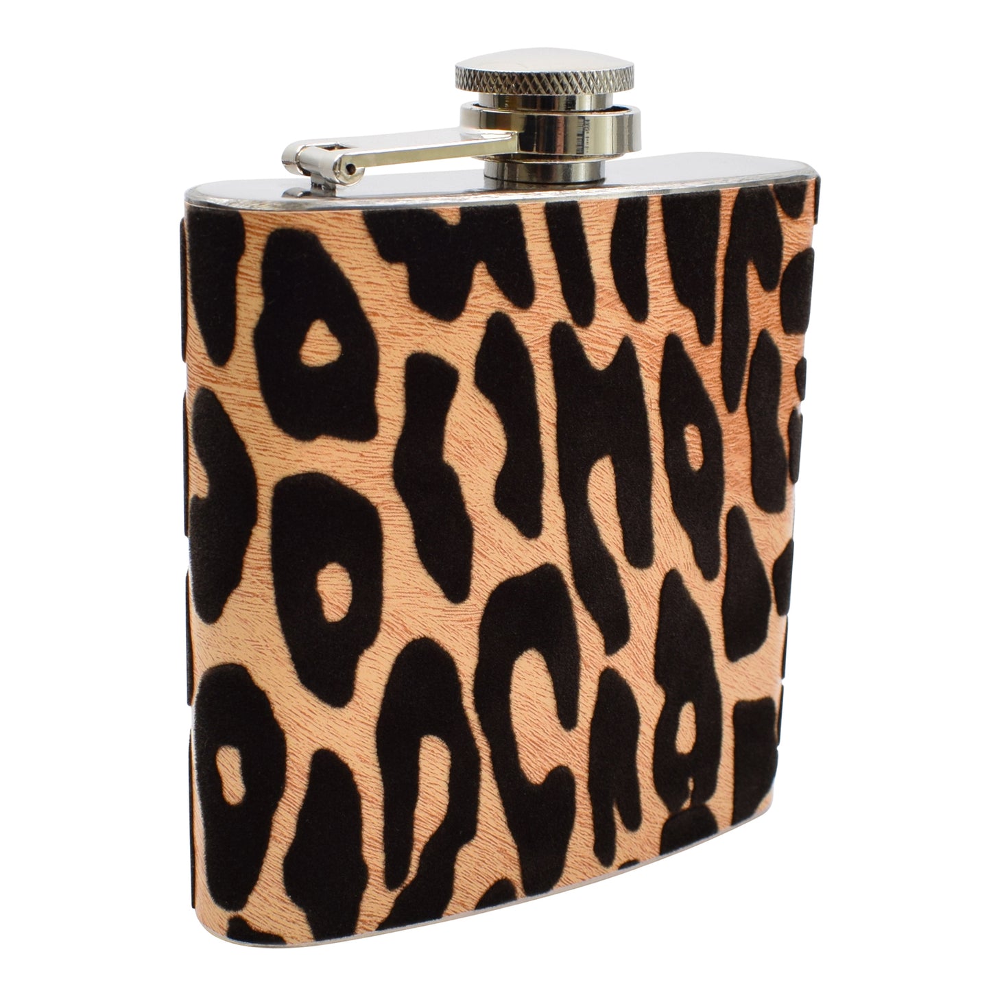 6oz Leopard Print Vinyl Hip Flask