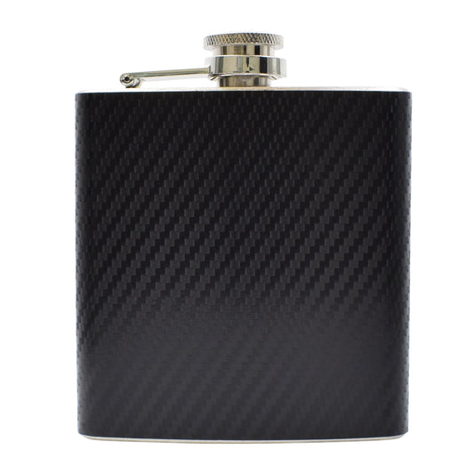 6oz Black Carbon Fibre Vinyl Hip Flask