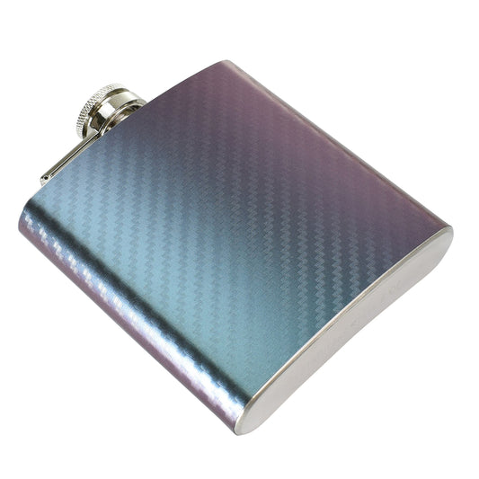 6oz Purple and Green Carbon Fibre Vinyl Hip Flask