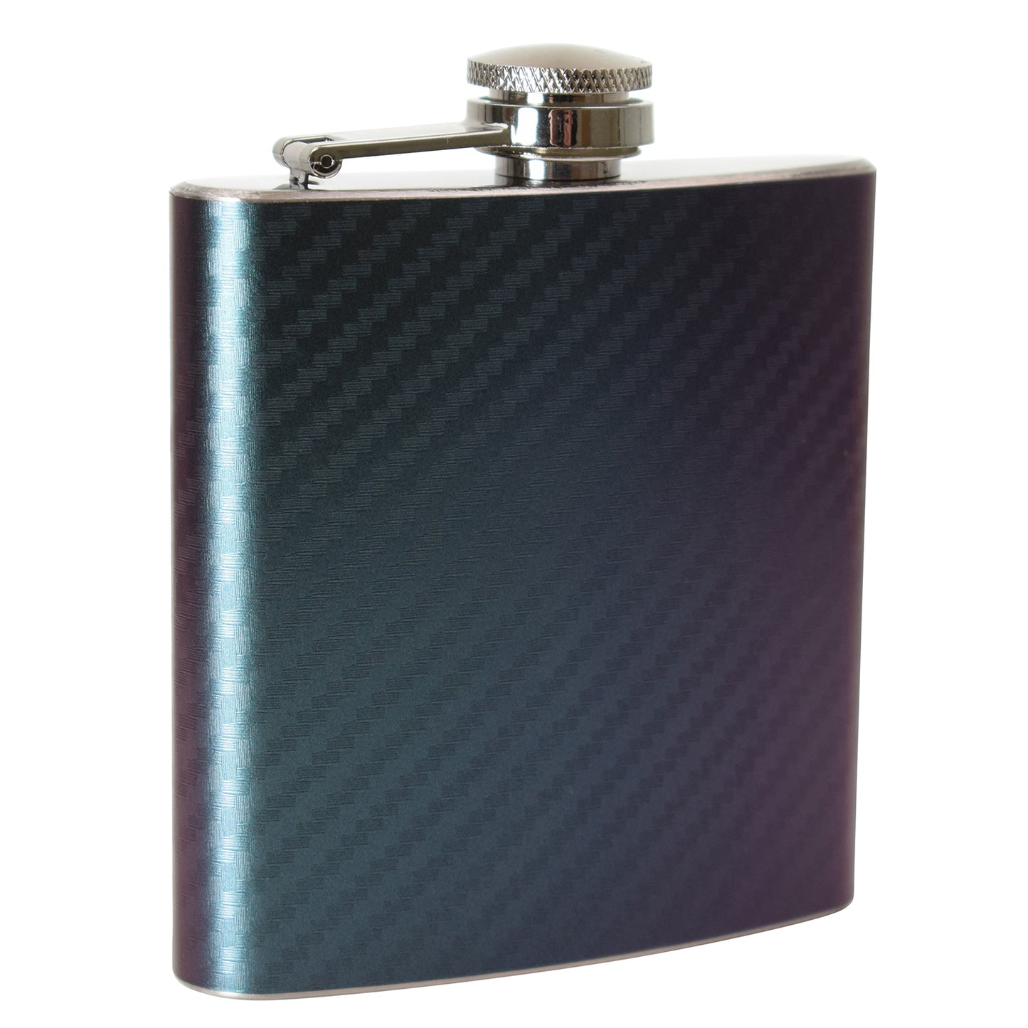 6oz Purple and Green Carbon Fibre Vinyl Hip Flask