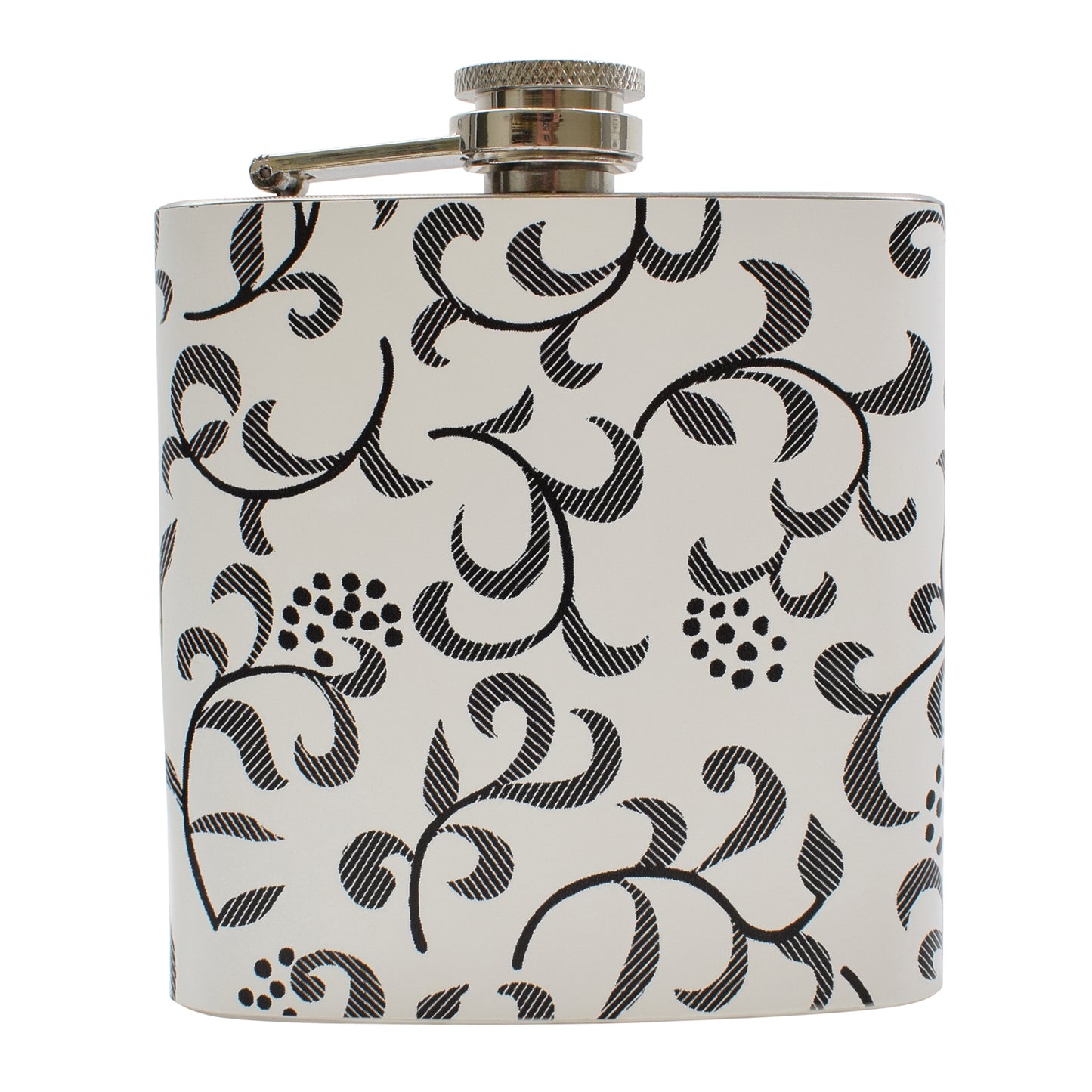 6oz White Floral Vinyl Hip Flask
