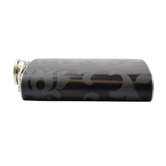 6oz Black Floral Vinyl Hip Flask