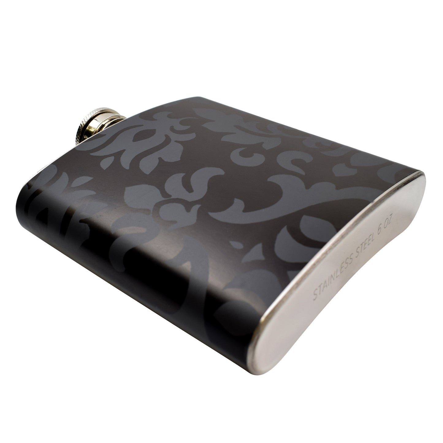 6oz Black Floral Vinyl Hip Flask