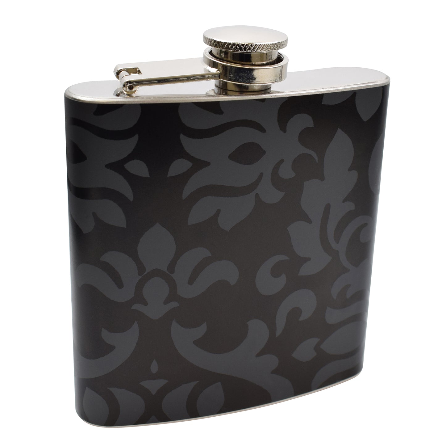 6oz Black Floral Vinyl Hip Flask