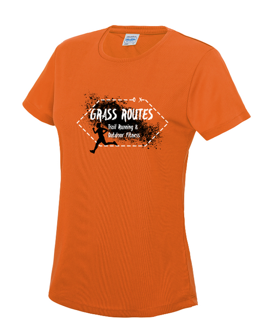 Grass Routes Runners Tee - Womens Orange Crush