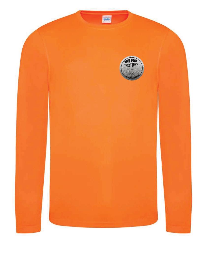 Hi-Viz Fox Trotters Unisex Long Sleeve Tech Tee Orange