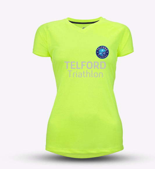 Neon Yellow Womens Telford Tri Recycled Tech Tee - MySports and More
