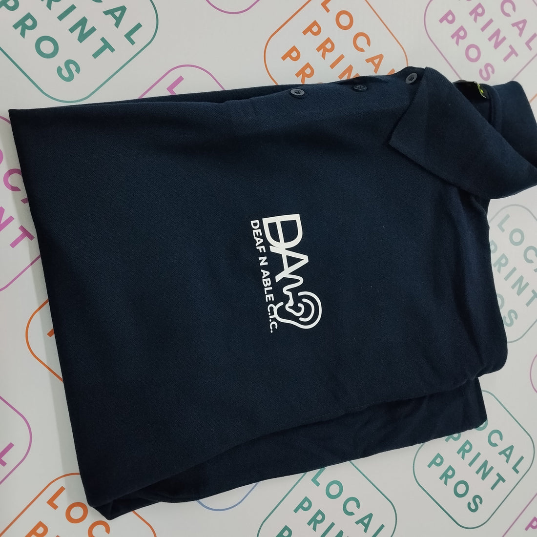 DEAF N ABLE C.I.C. Community Interest Company Custom HTV Printed Polo Shirts