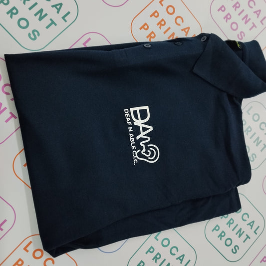 DEAF N ABLE C.I.C. Community Interest Company Custom HTV Printed Polo Shirts