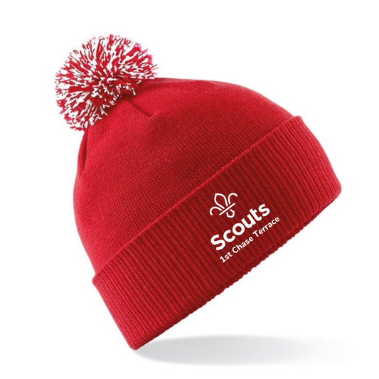 Scouts 1st Chase Terrace - Red Bobble Beanie