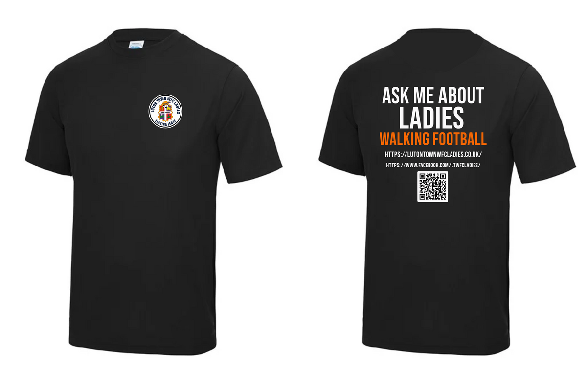 Short Sleeve Tech Tee  -  Luton Town Walking Football Club Ladies Front & Back Print