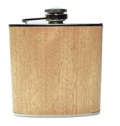 6oz Light Wood Hip Flask