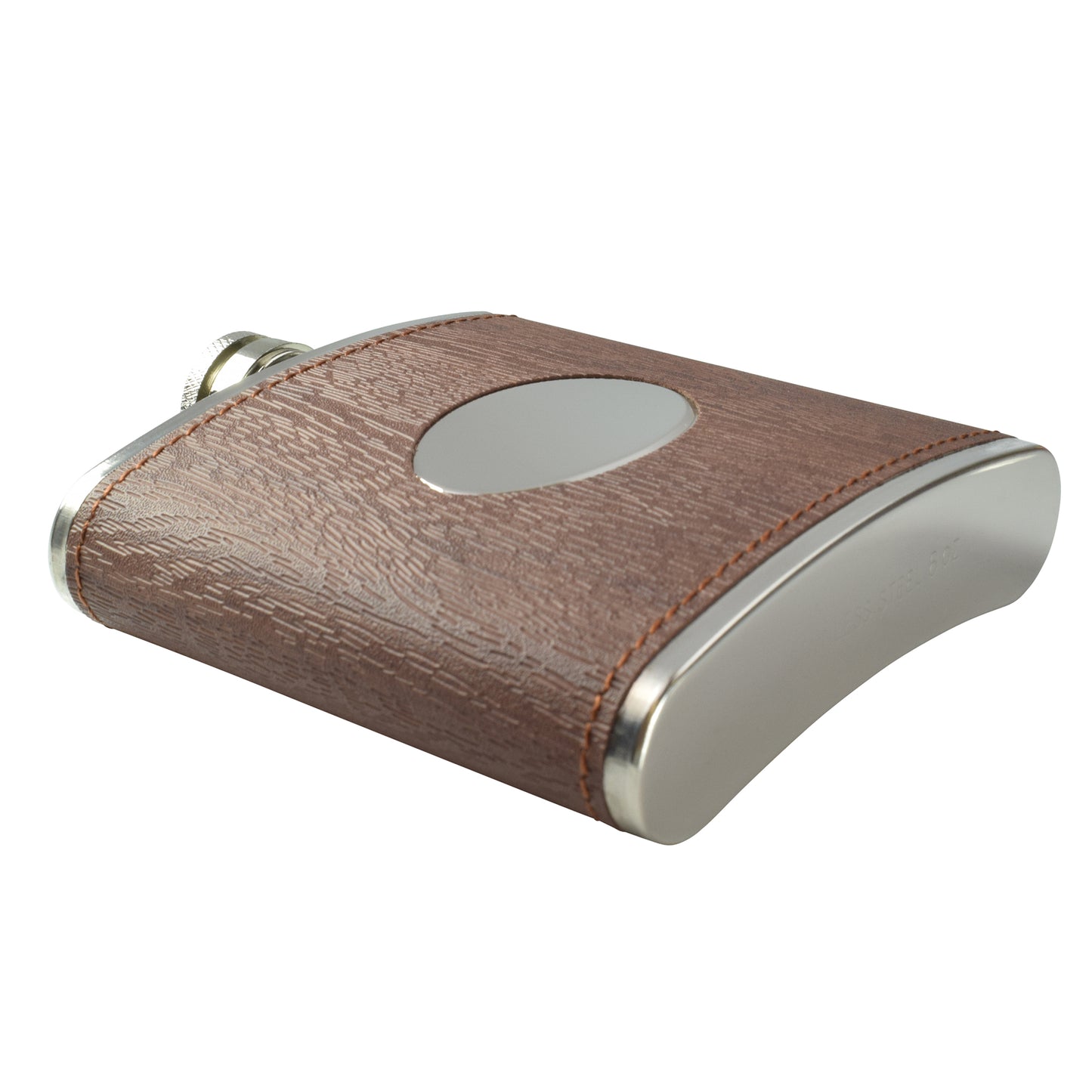 Dark Wood with Oval Plate Hip Flask