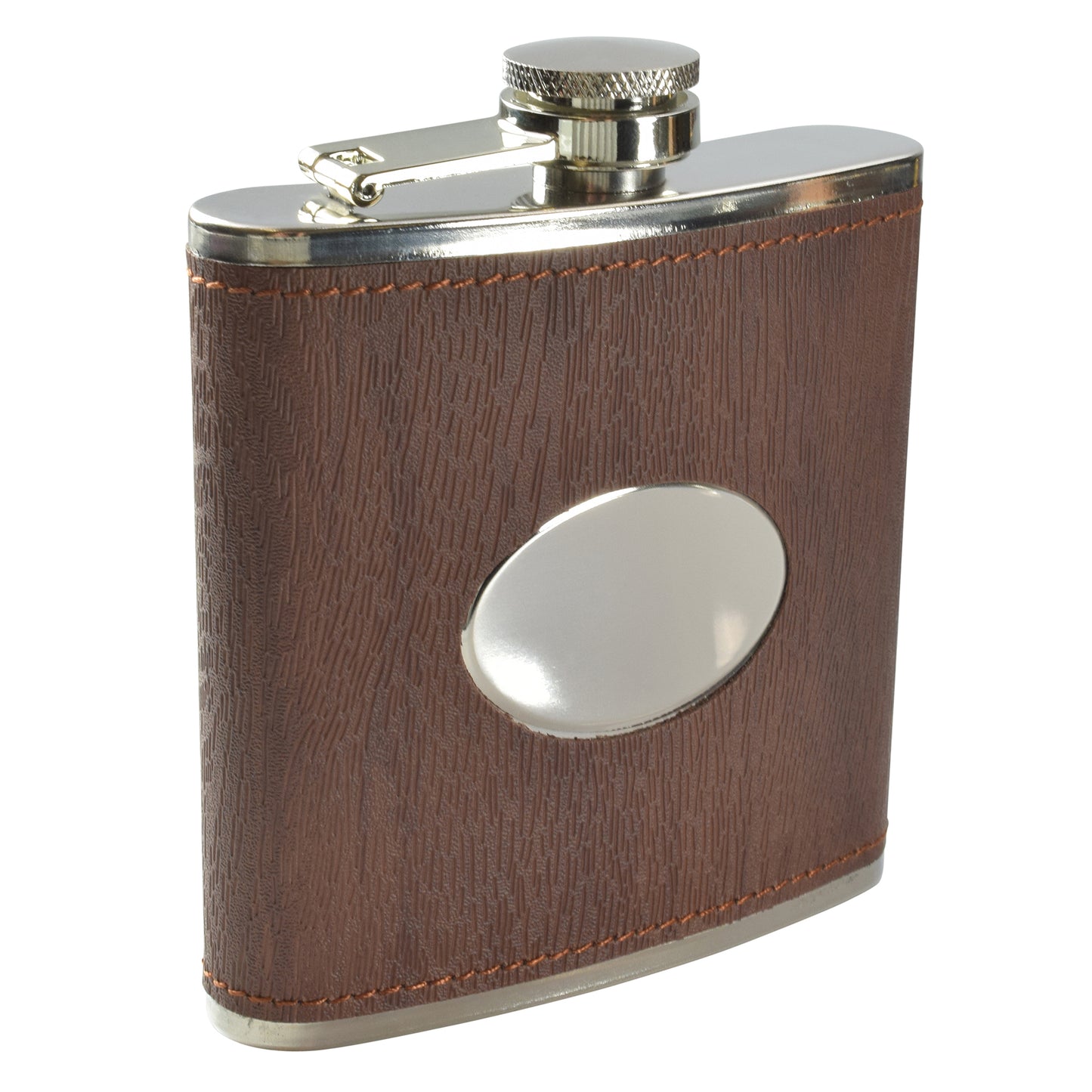 Dark Wood with Oval Plate Hip Flask