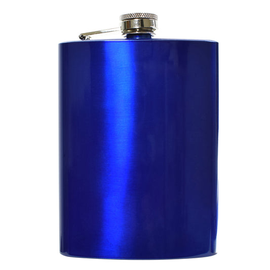 8oz Metallic Blue Hip Flask