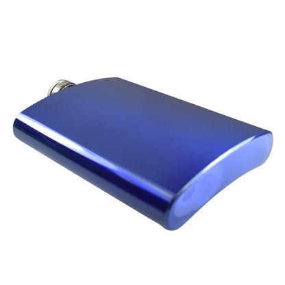 8oz Metallic Blue Hip Flask