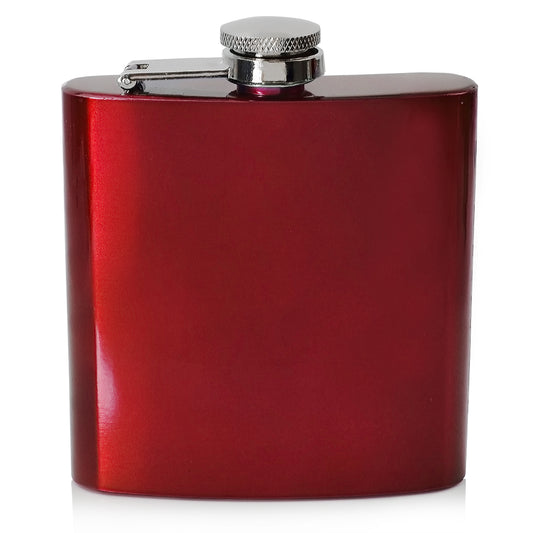 6oz Metallic Red Hip Flask