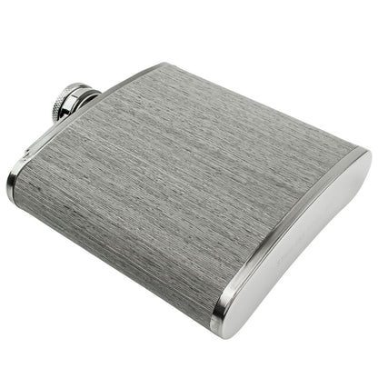 6oz Grey Wood Effect Hip Flask