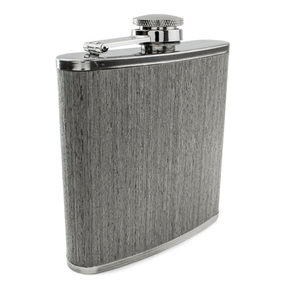 6oz Grey Wood Effect Hip Flask