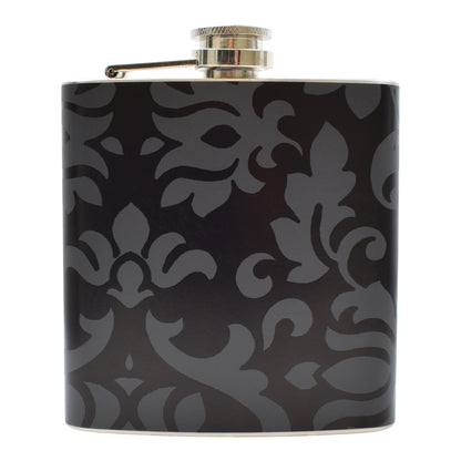 6oz Black Floral Vinyl Hip Flask