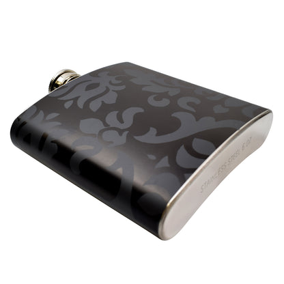 6oz Black Floral Vinyl Hip Flask