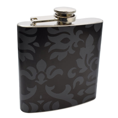 6oz Black Floral Vinyl Hip Flask