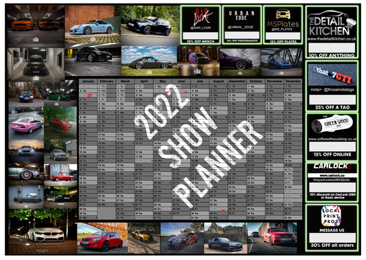 LIMITED EDITION Car Show Planner 2022 A3 print