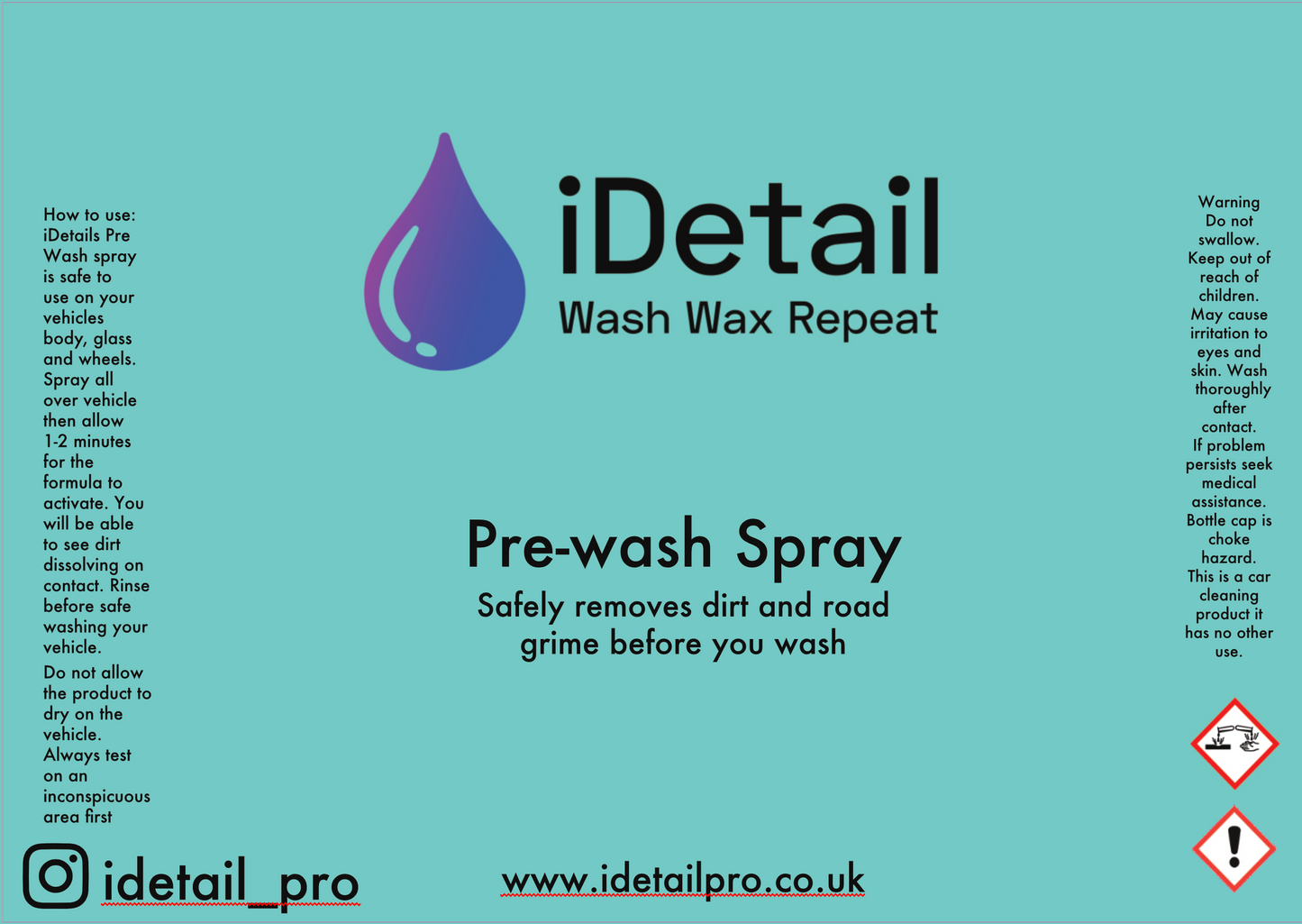 Pre-wash spray 1000mm x 1370mm