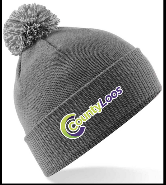 County loos embroidered bobble beanie