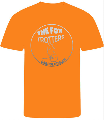 Hi Viz print Fox Trotters Womens tech tee Orange
