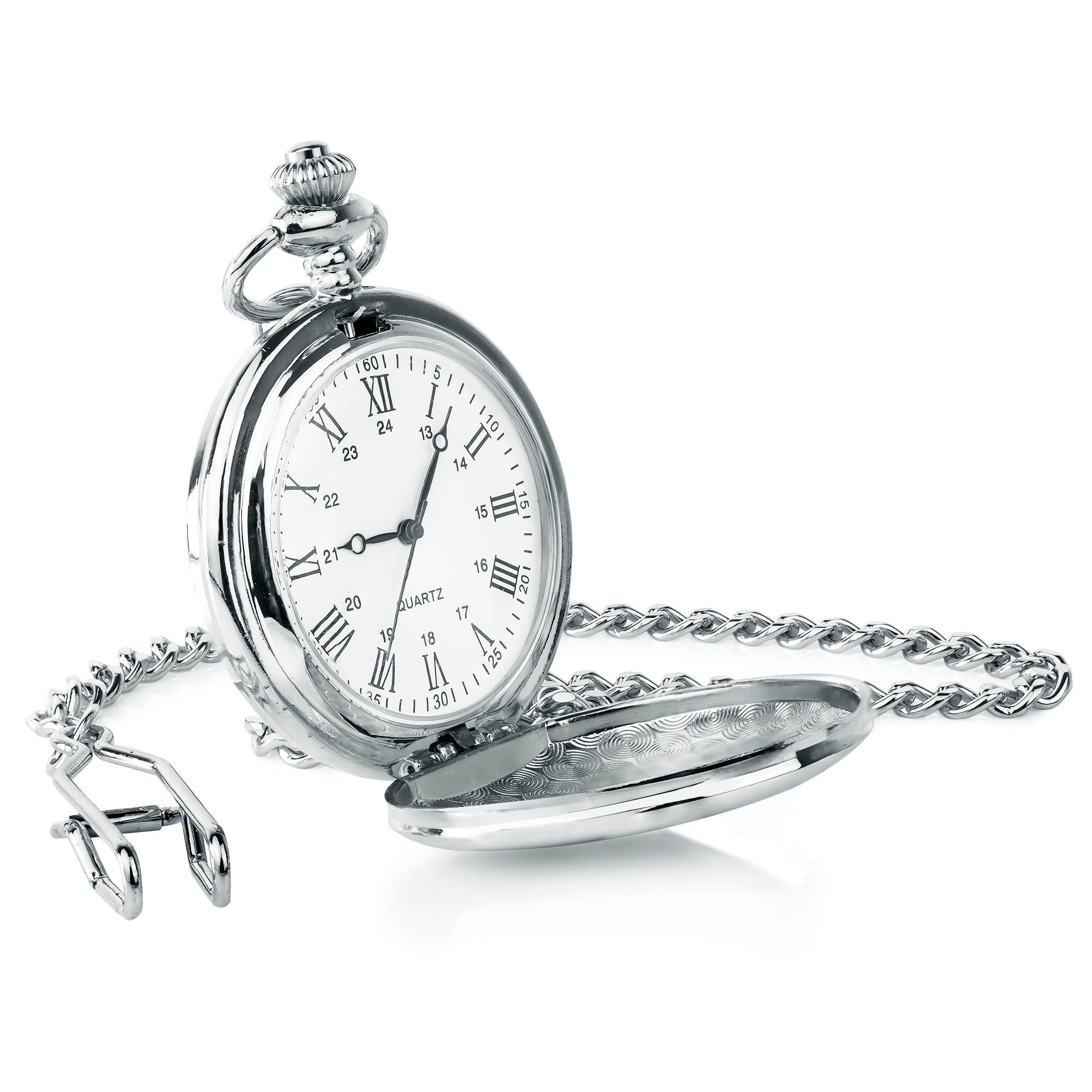 Silver quartz sale pocket watch