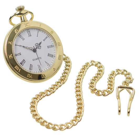 Open Front Roman Numeral Gold Pocket Watch