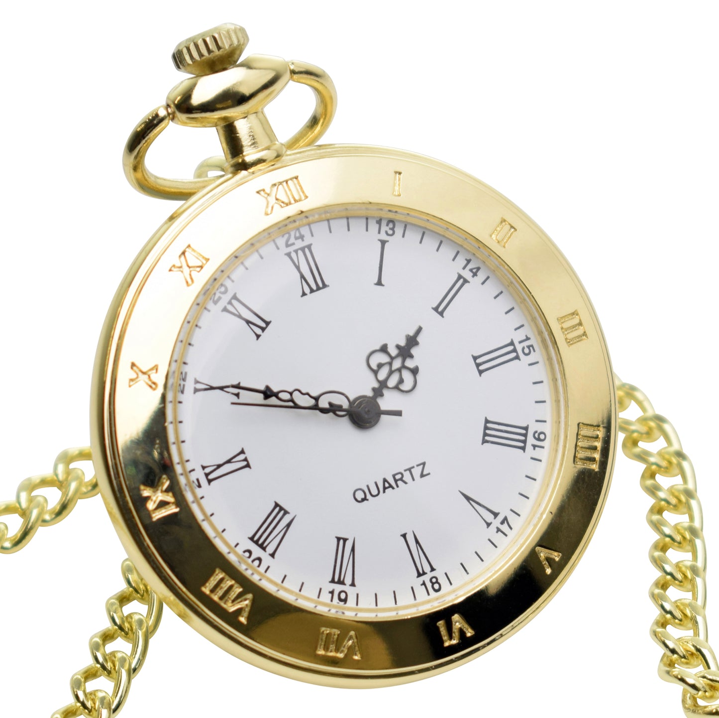 Open Front Roman Numeral Gold Pocket Watch